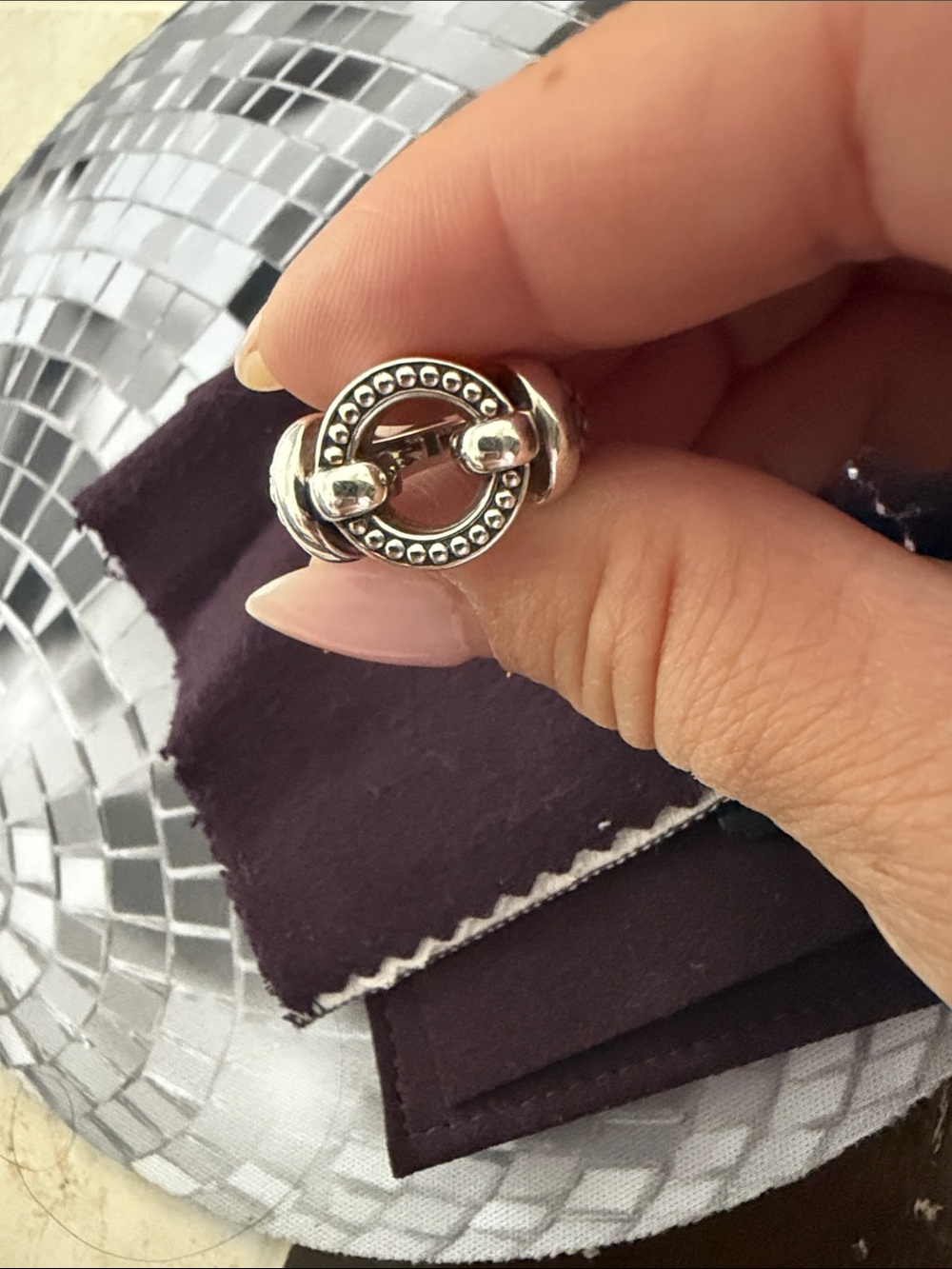 LAGOS Enso Sterling Silver Circle Caviar Ring size 7 - Picture 3 of 8